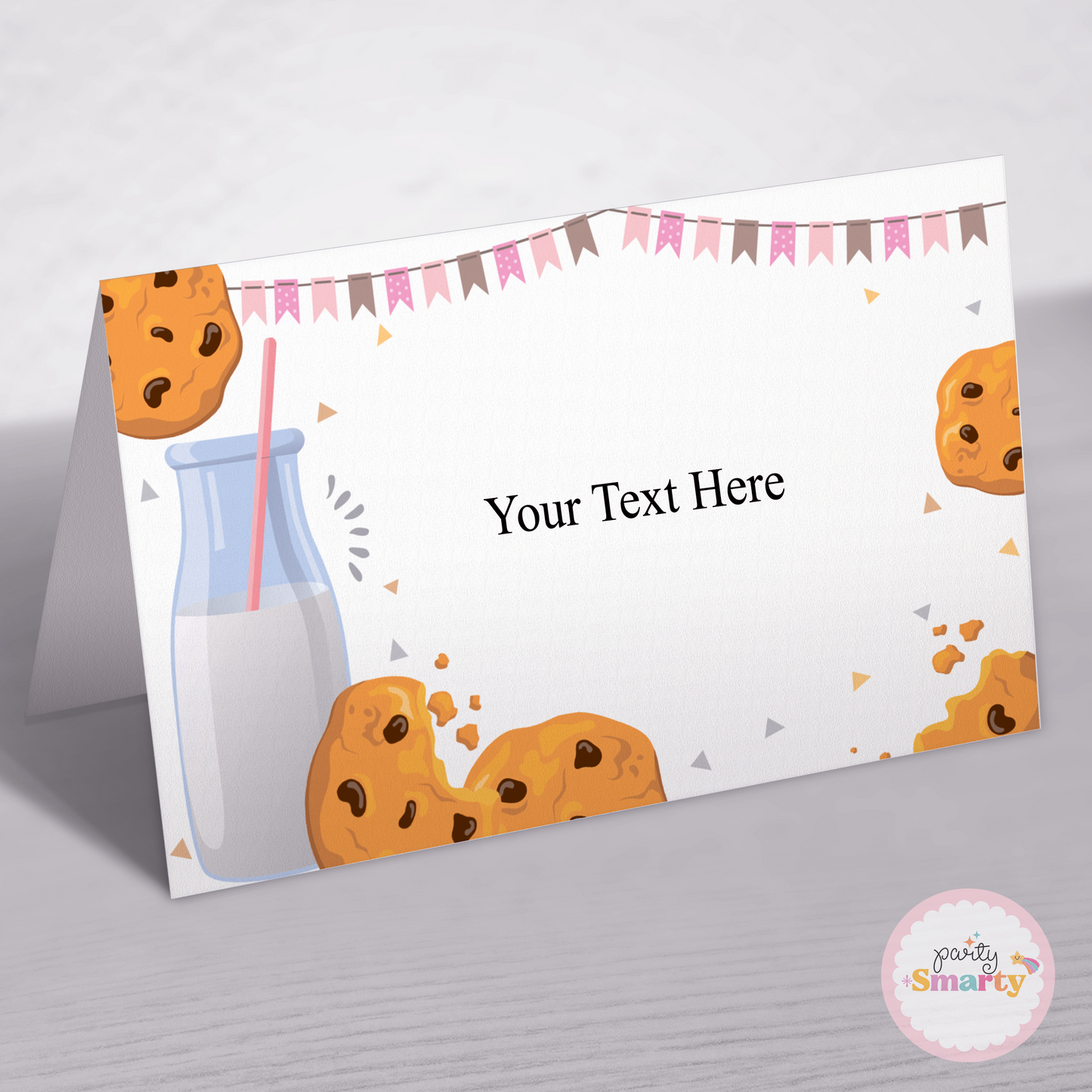 Milk & Cookies Pink Food Tags - Set of 12