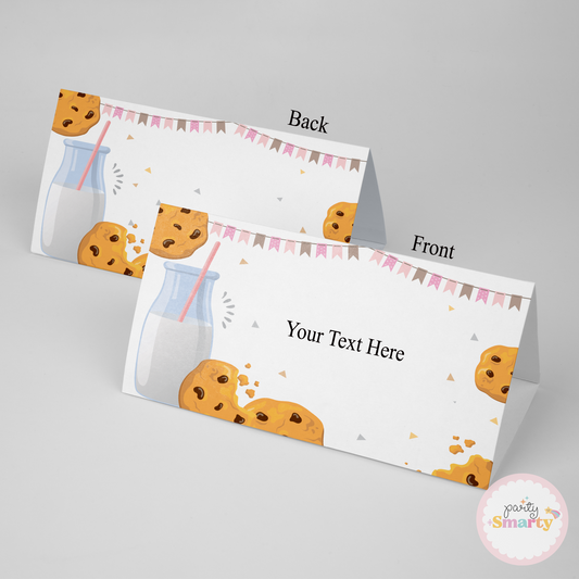 Milk & Cookies Pink Food Tags - Set of 12