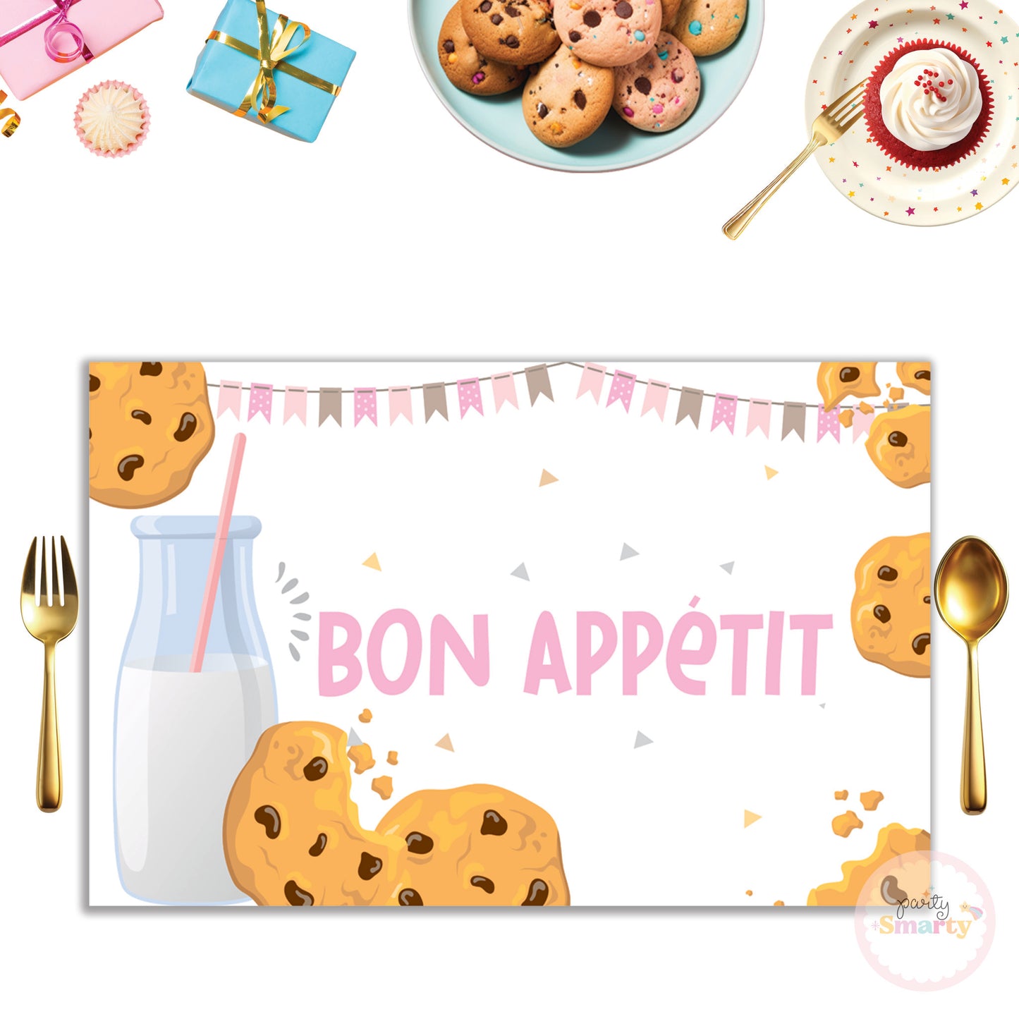 Milk & Cookies Pink Table Mats - Set of 6