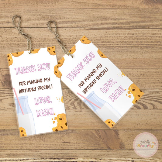 Milk & Cookies Pink Thank You Tags - Set of 22