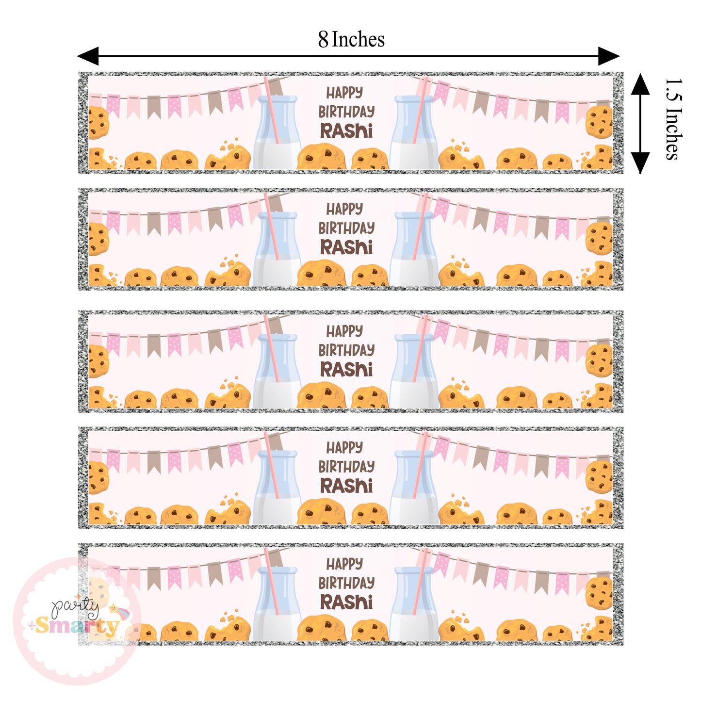 Milk & Cookies Pink Wrist Bands - Set of 10