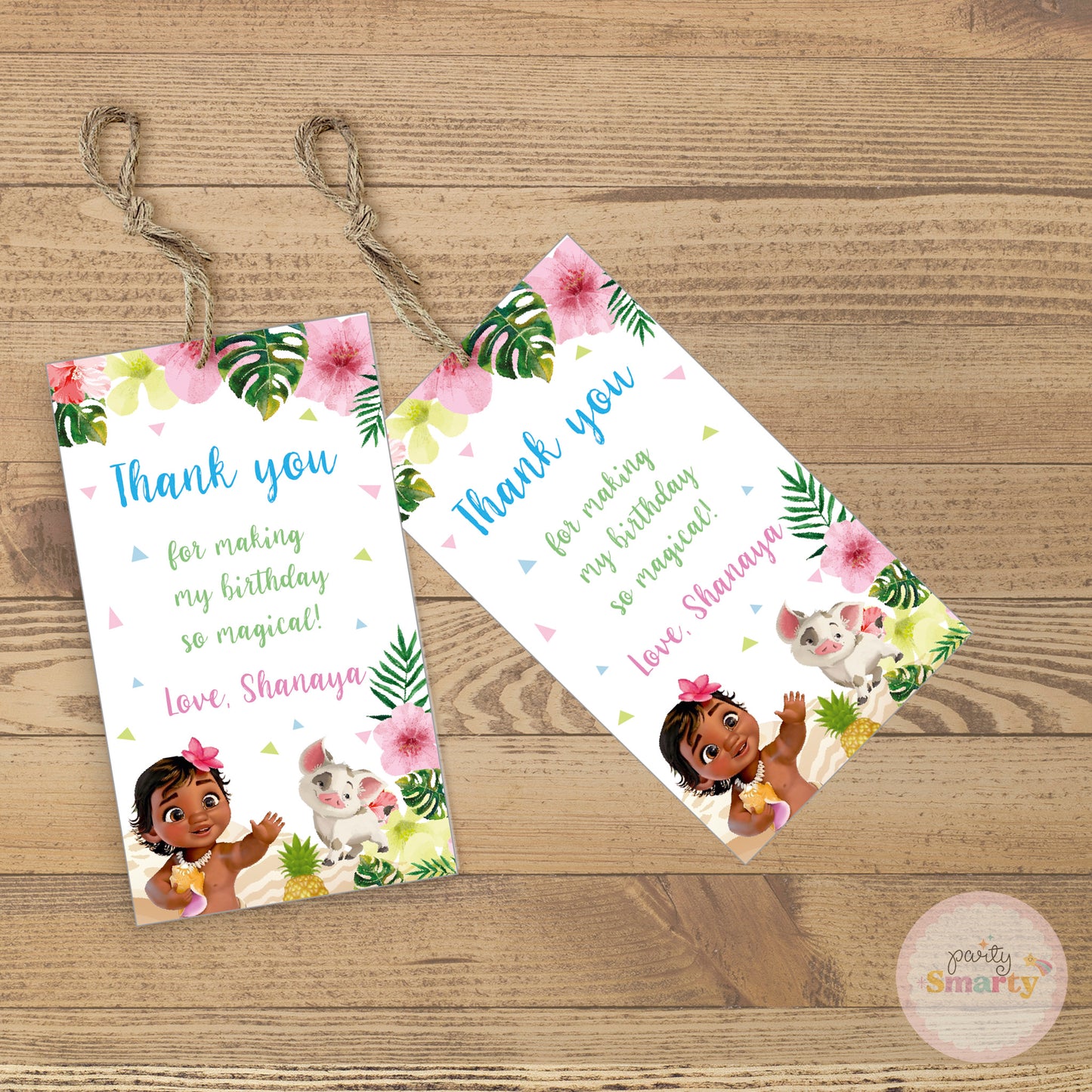 Moana Thank You Tags - Set of 22