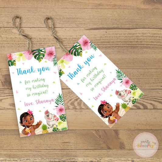 Moana Thank You Tags - Set of 22