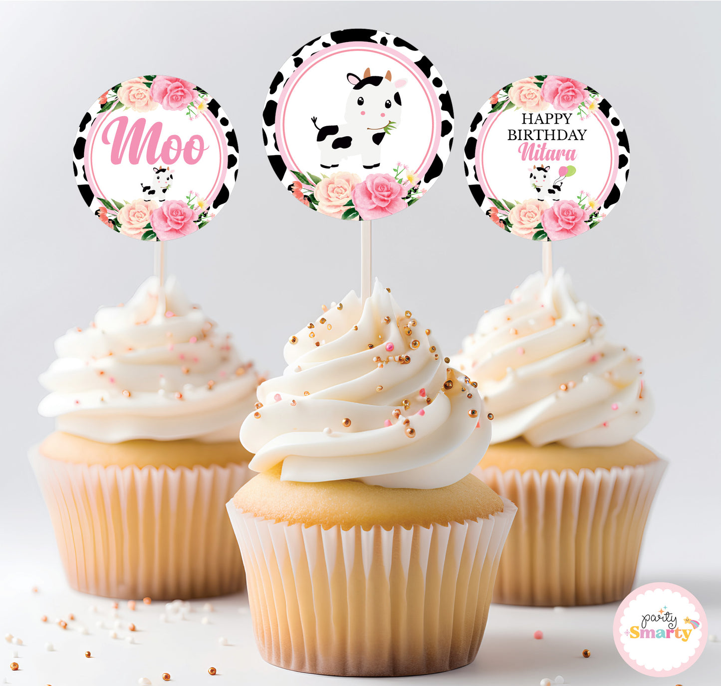 Moo Cupcake Toppers (Set Of 12)