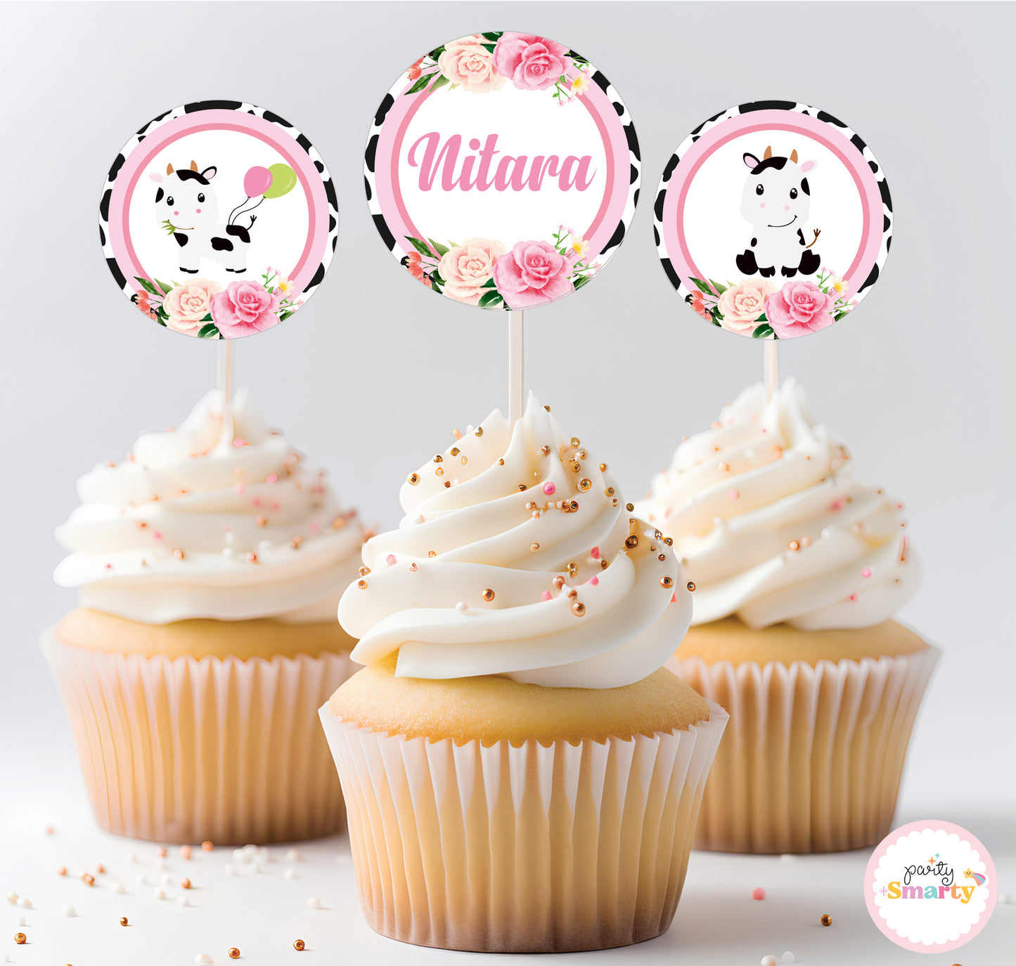 Moo Cupcake Toppers (Set Of 12)