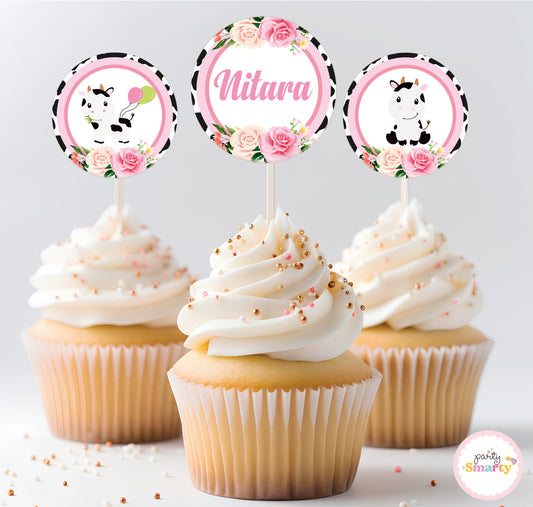 Moo Cupcake Toppers (Set Of 12)