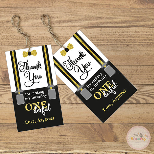 Mr. Onederful Thank You Tags - Set of 22