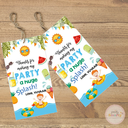 Pool Party Boy Thank You Tags - Set of 22