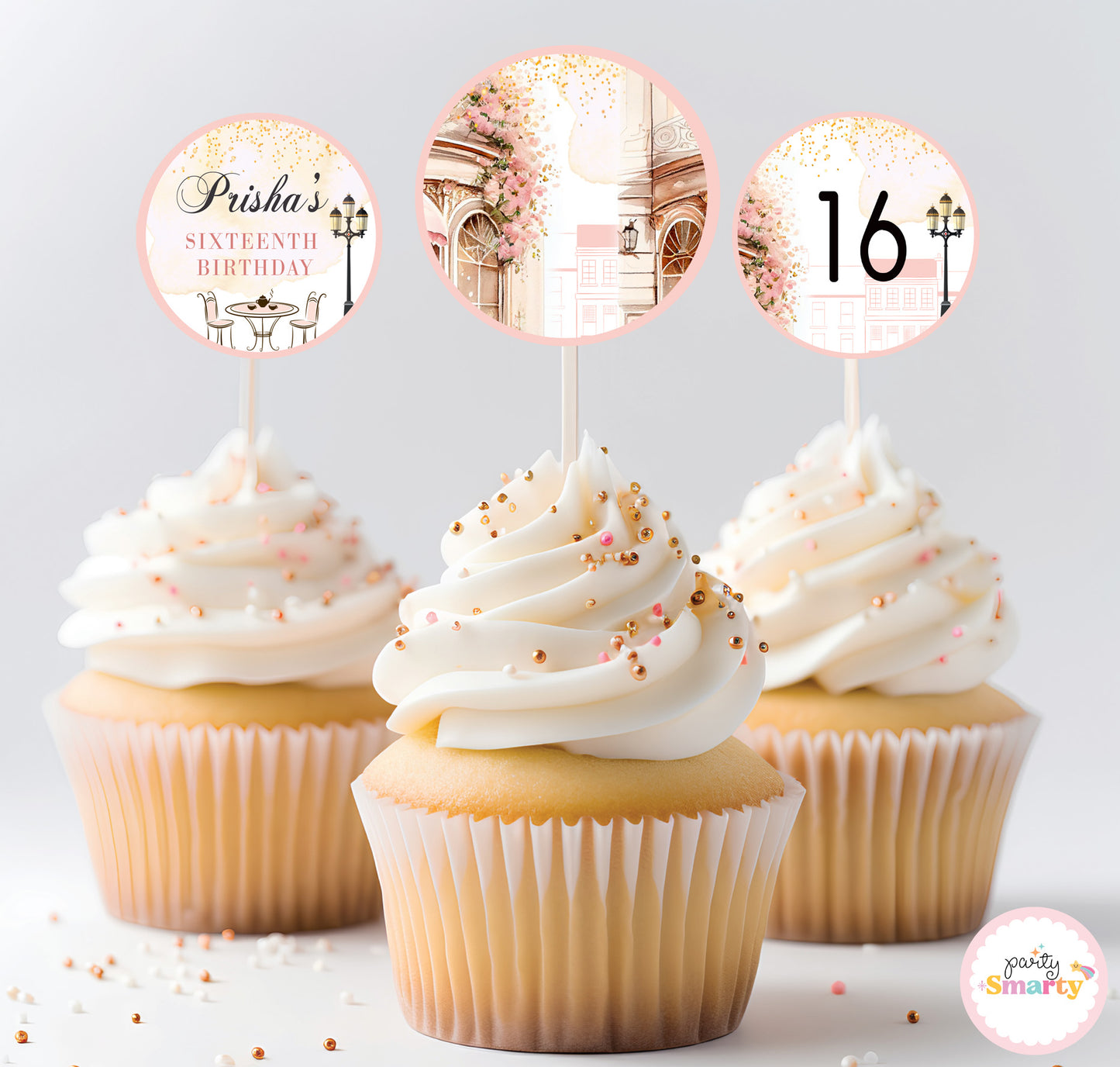 Paris Cupcake Toppers (Set Of 12)