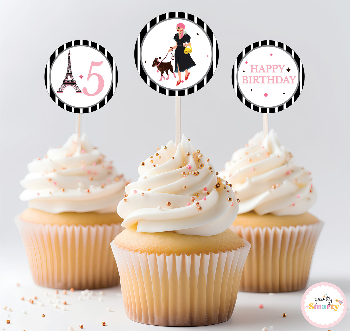 Paris Kiddie Cupcake Toppers (Set Of 12)
