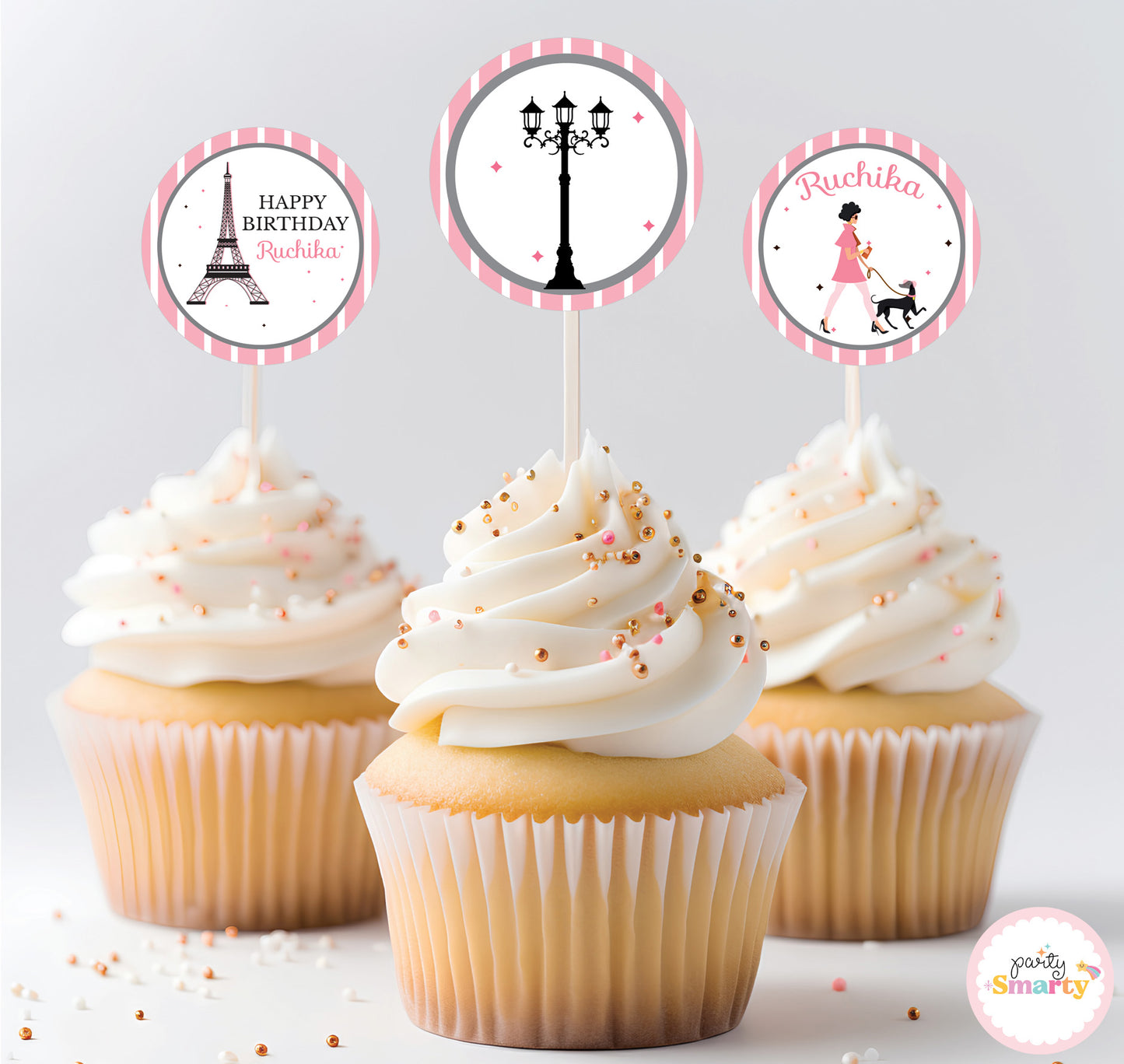 Paris Kiddie Cupcake Toppers (Set Of 12)