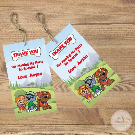 Paw Patrol Thank You Tags - Set of 22