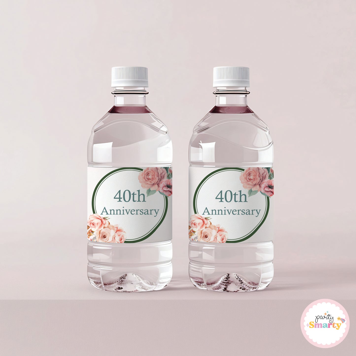 Peach Flower Anniversary Bottle Labels - Set of 10