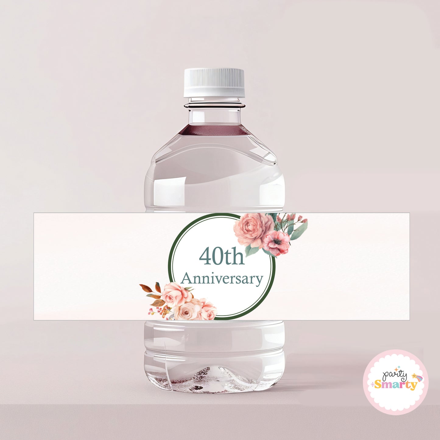 Peach Flower Anniversary Bottle Labels - Set of 10