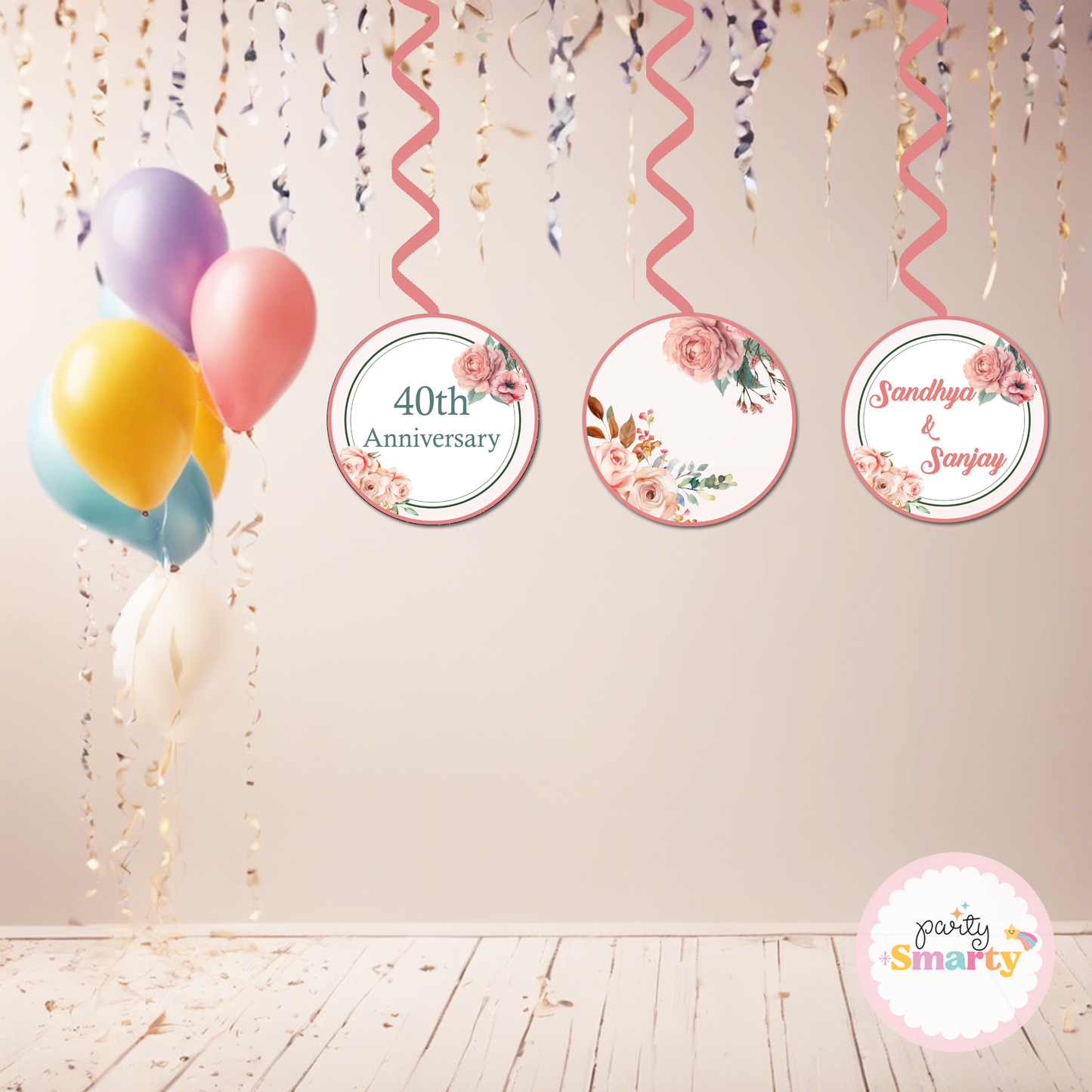 Peach Flower Anniversary Danglers - Set of 6