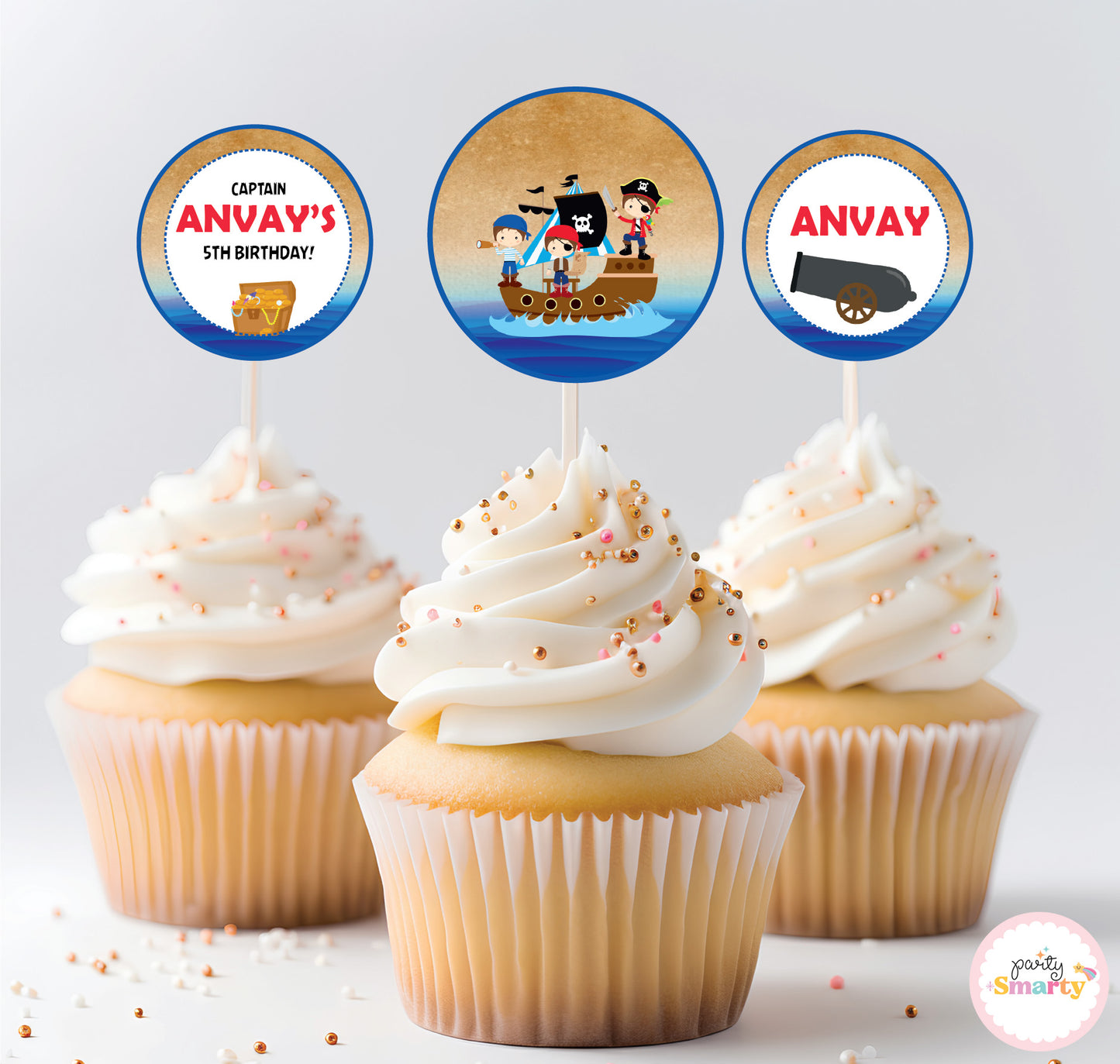Pirate Boy Cupcake Toppers (Set Of 12)