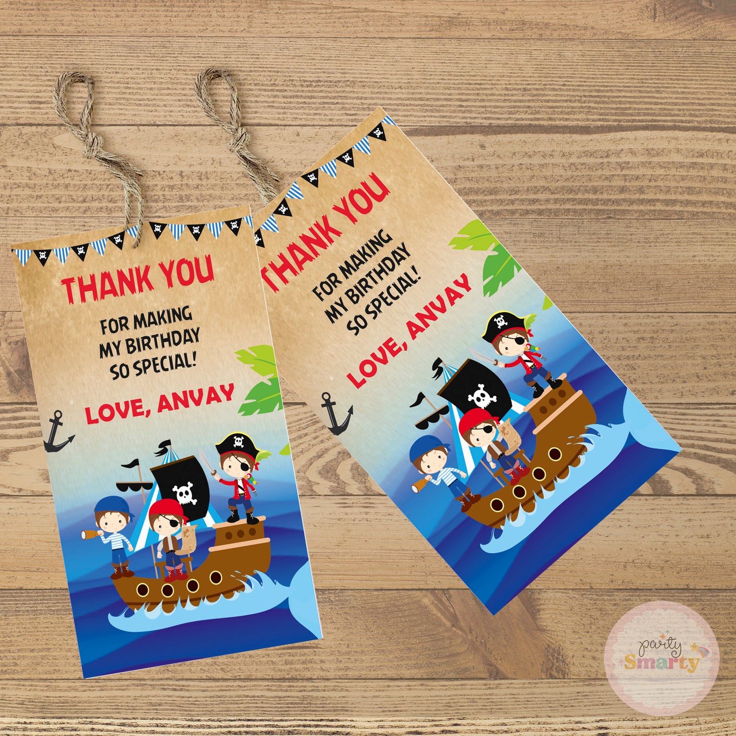 Pirate Boy Thank You Tags - Set of 22