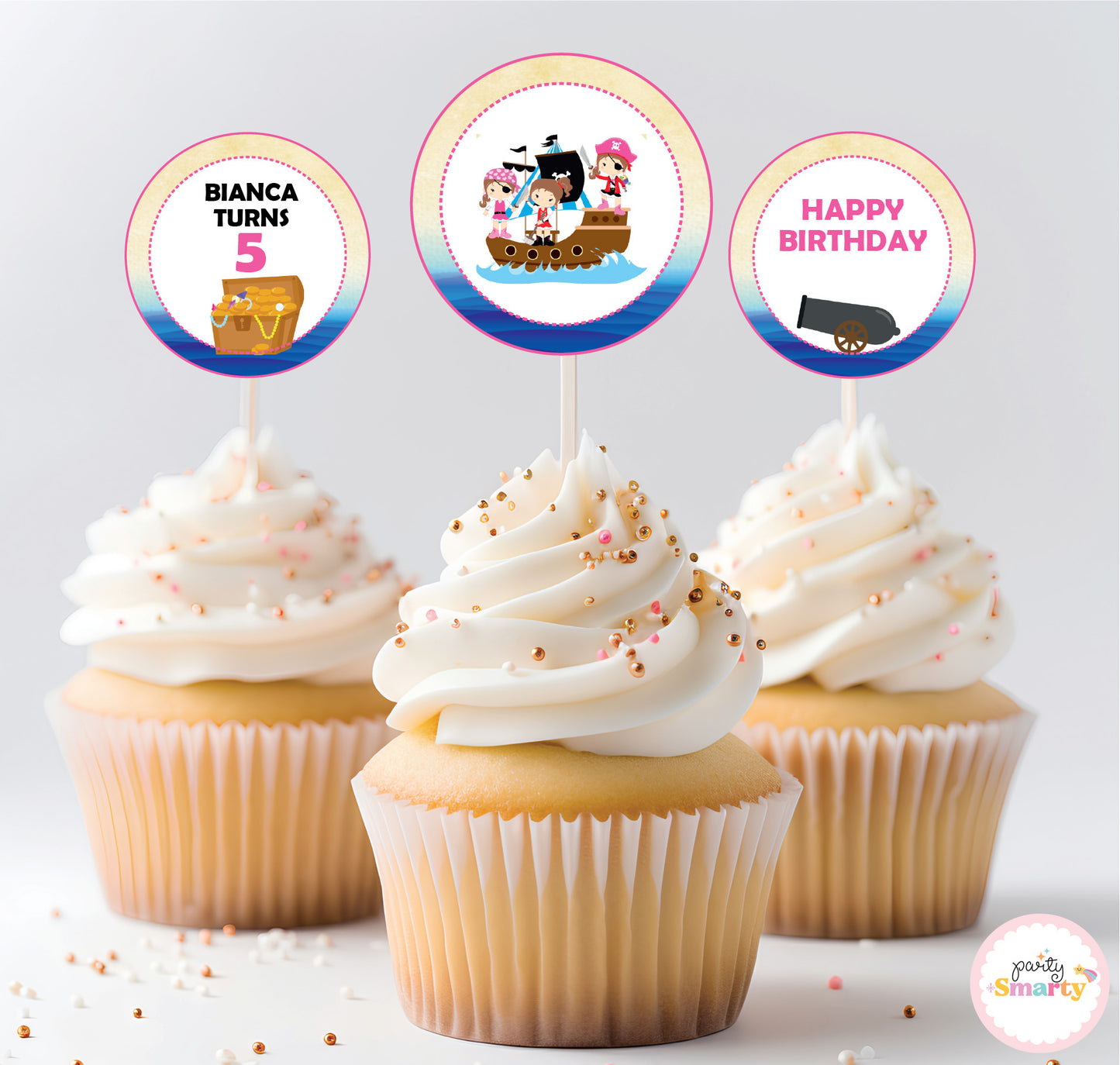Pirate Girl Cupcake Toppers (Set Of 12)