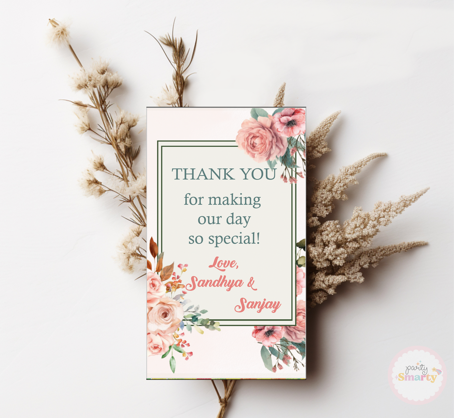 Peach Flower Anniversary Thank You Tags - Set of 22