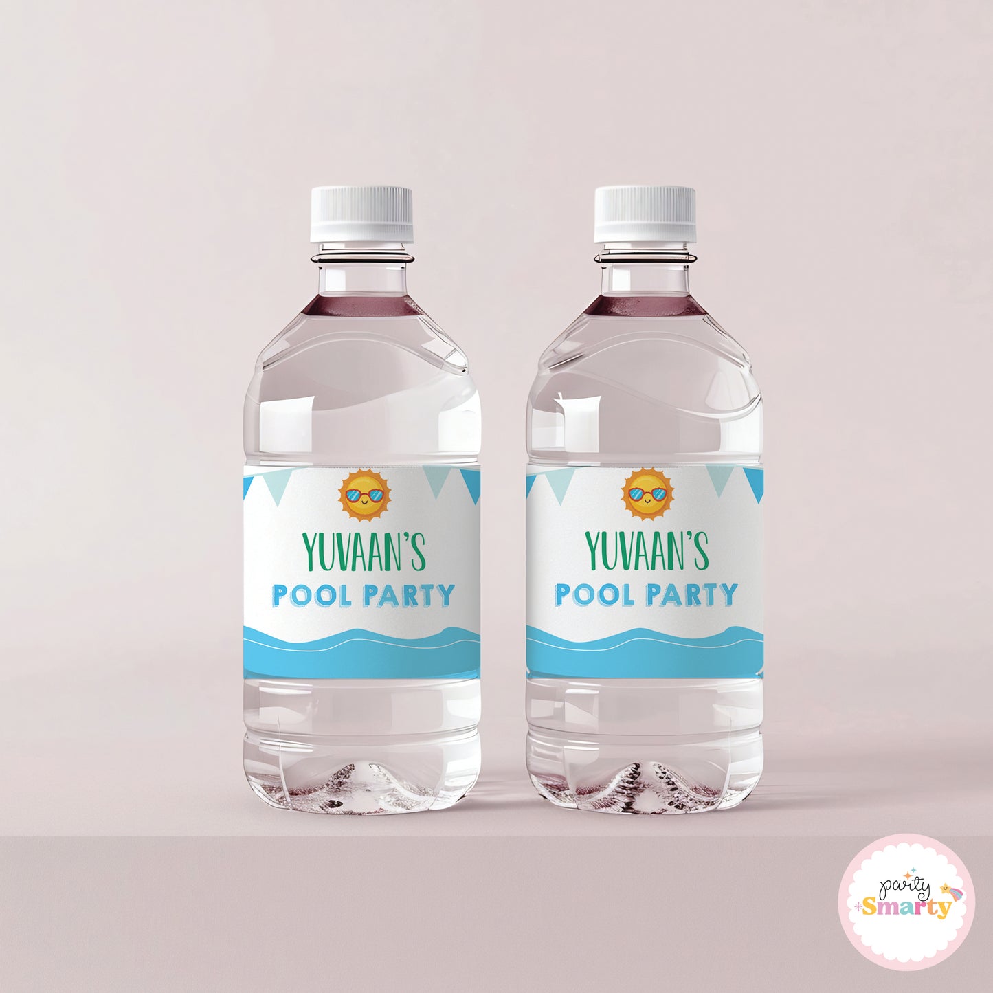 Pool Party Boy Bottle Labels - Set of 10