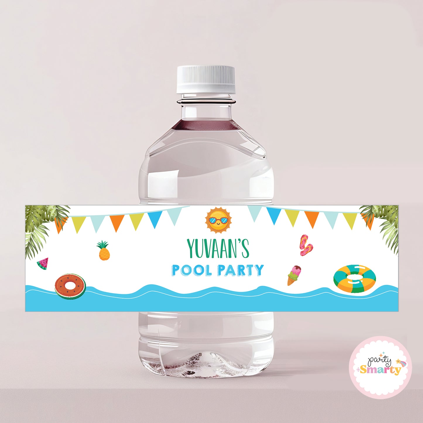 Pool Party Boy Bottle Labels - Set of 10