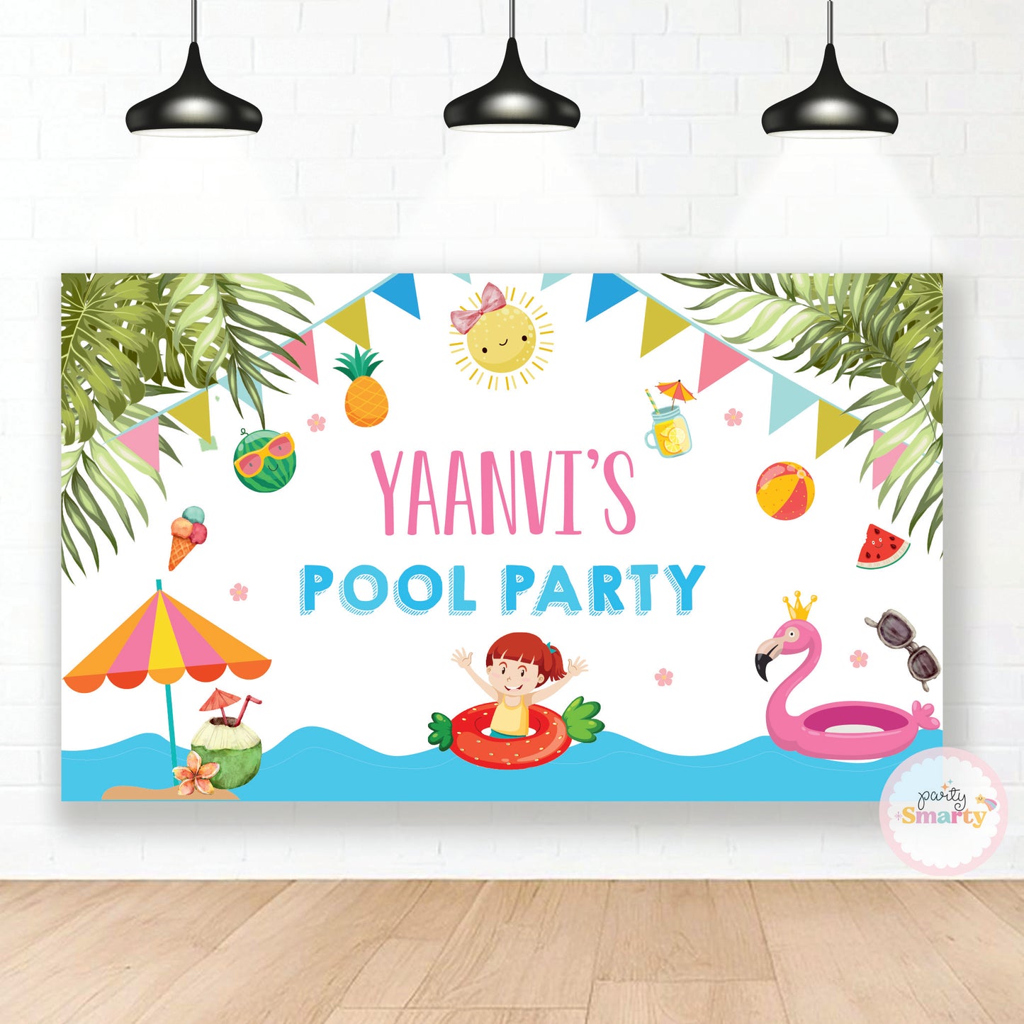 Pool Party Girl Backdrop