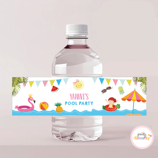Pool Party Girl Bottle Labels - Set of 10