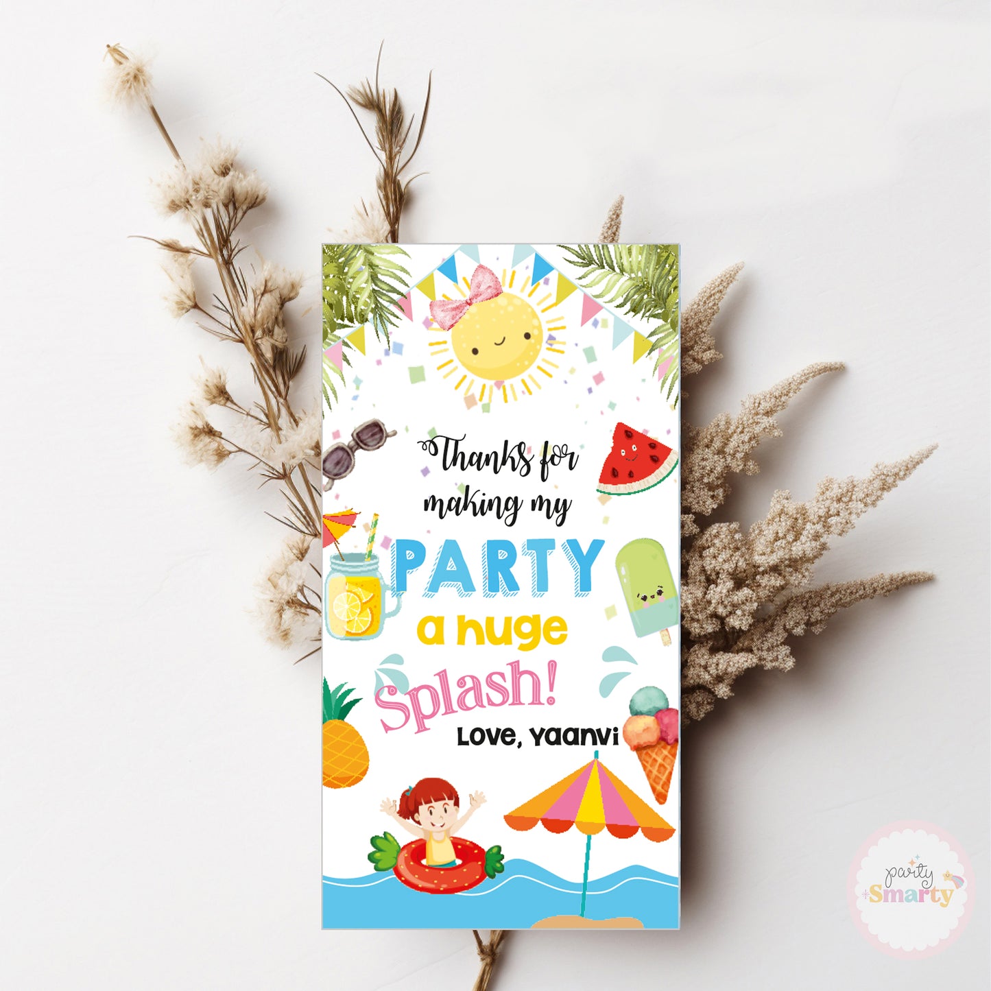 Pool Party Girl Thank You Tags - Set of 22