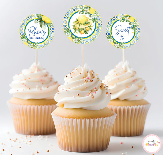 Positano Lemon Cupcake Toppers (Set Of 12)