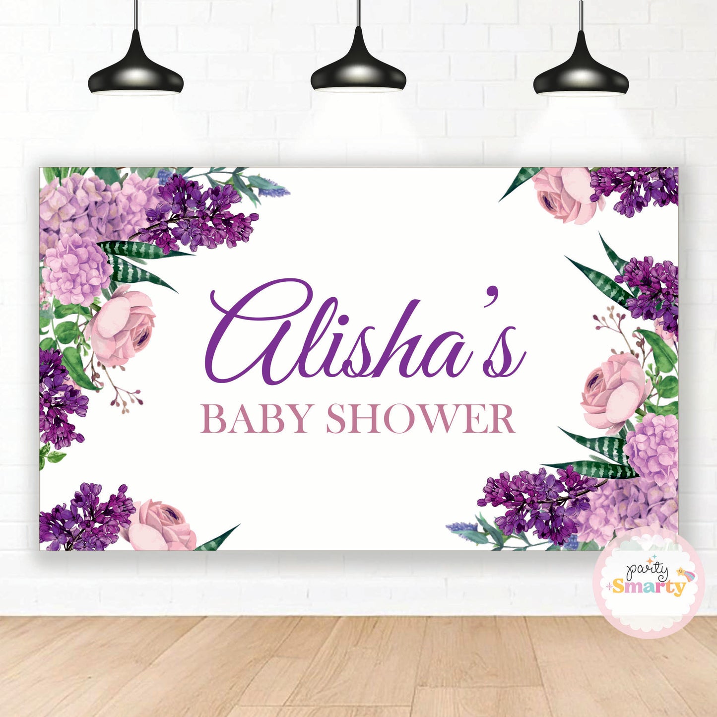 Purple Floral Baby Shower Backdrop