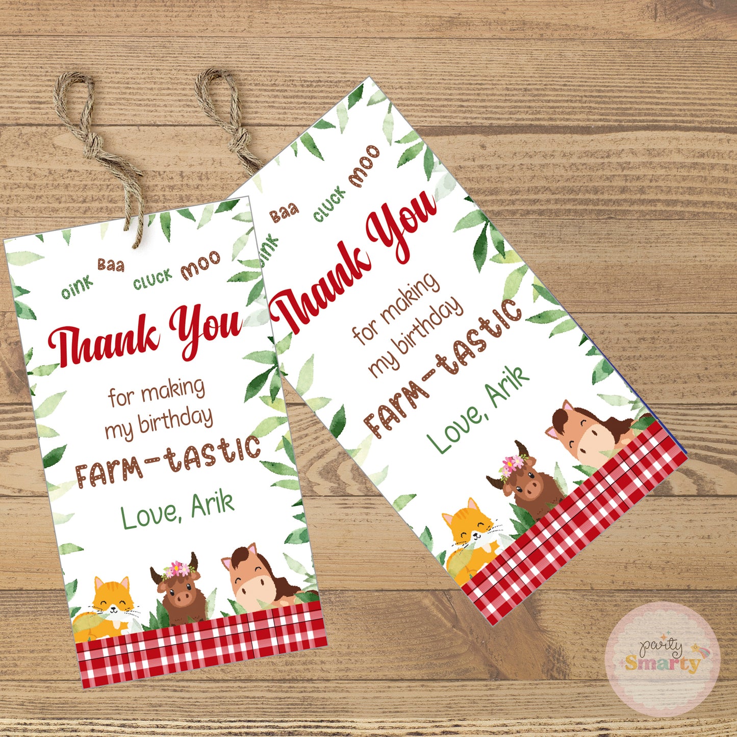 Barnyard Thank You Tags - Set of 22