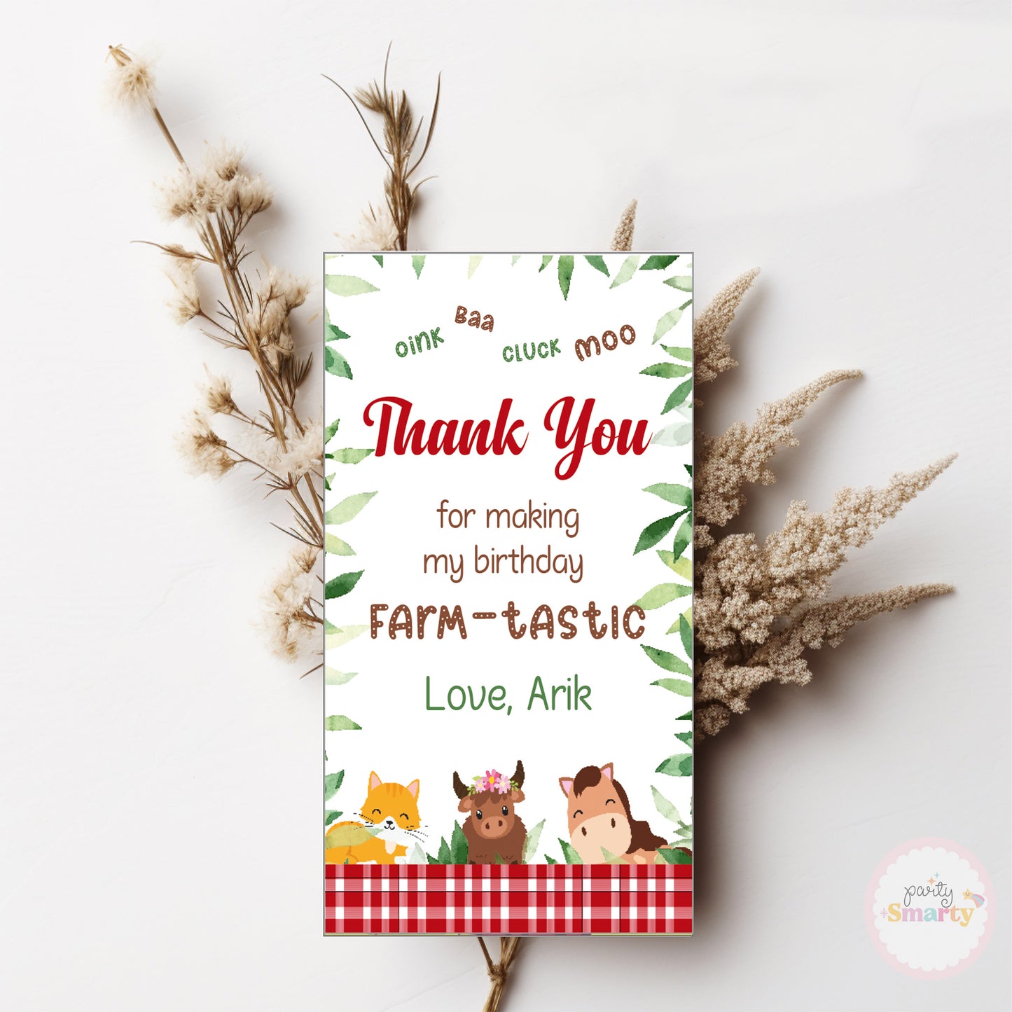 Barnyard Thank You Tags - Set of 22