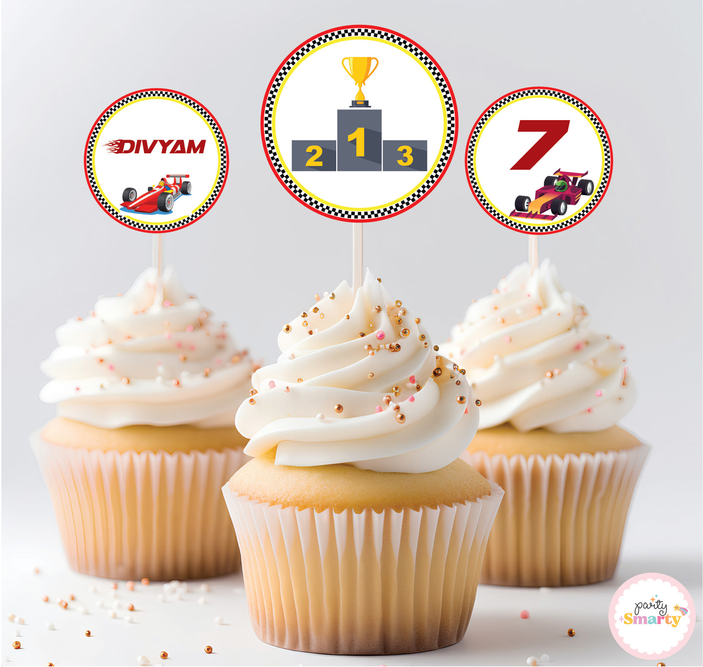 Race Car Cupcake Toppers (Set Of 12)