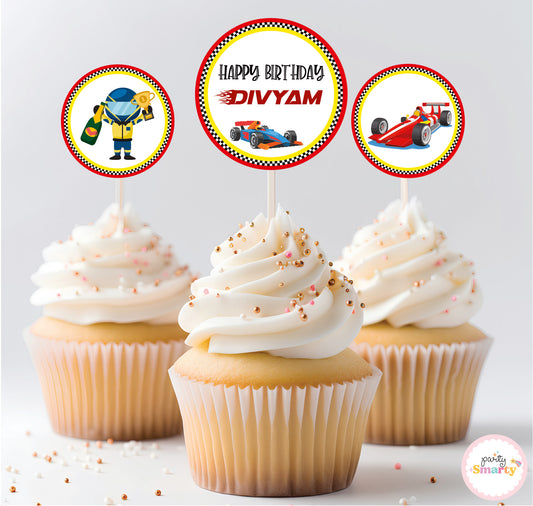 Race Car Cupcake Toppers (Set Of 12)