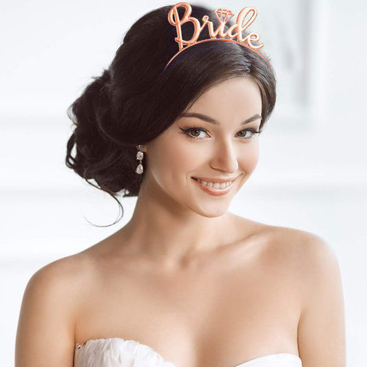 Metallic Rose Gold Bride Hairband (Pack of 1)