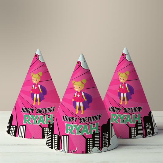 Super Girl Party Hat (Set of 10)