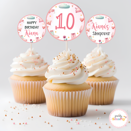 Sleepover Party Cupcake Toppers (Set Of 12)