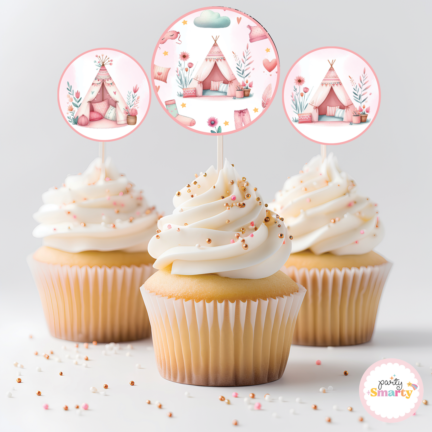 Sleepover Party Cupcake Toppers (Set Of 12)