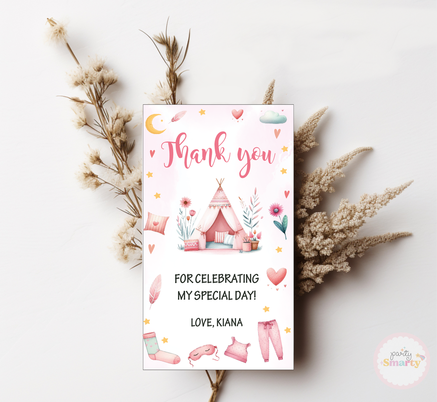 Sleepover Party Thank You Tags - Set of 22