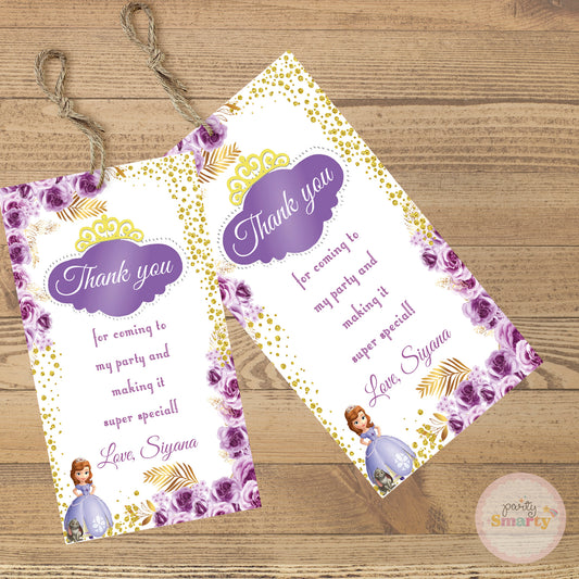 Sofia The First Thank You Tags - Set of 22