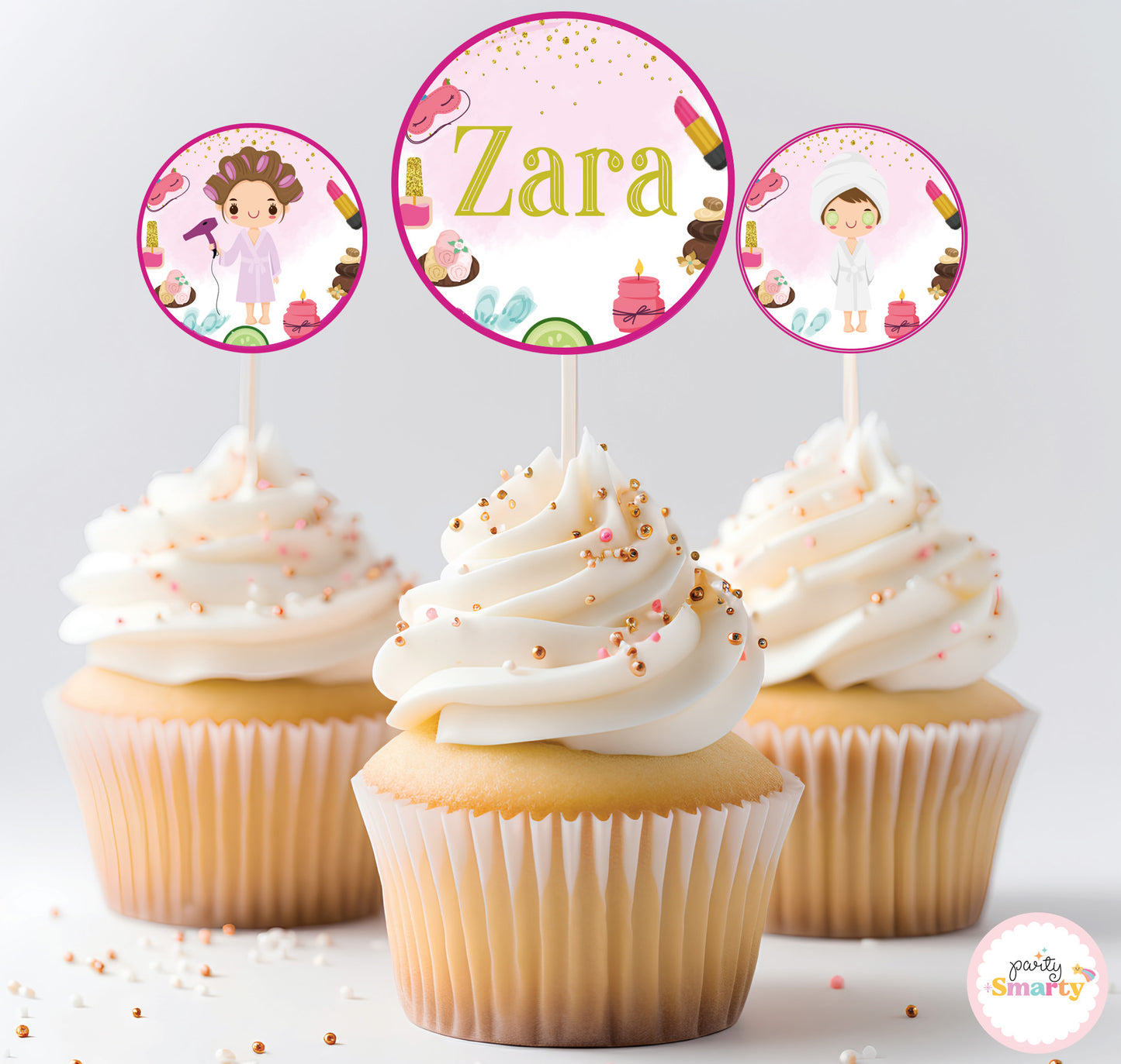 Spa Party Cupcake Toppers (Set Of 12)