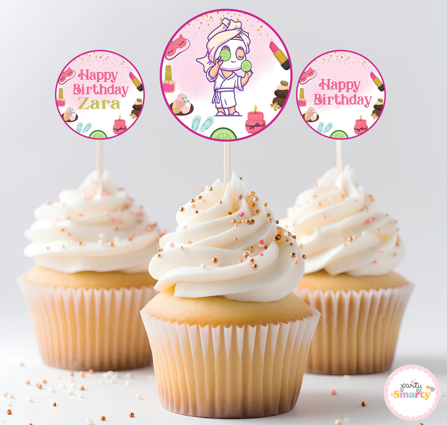 Spa Party Cupcake Toppers (Set Of 12)