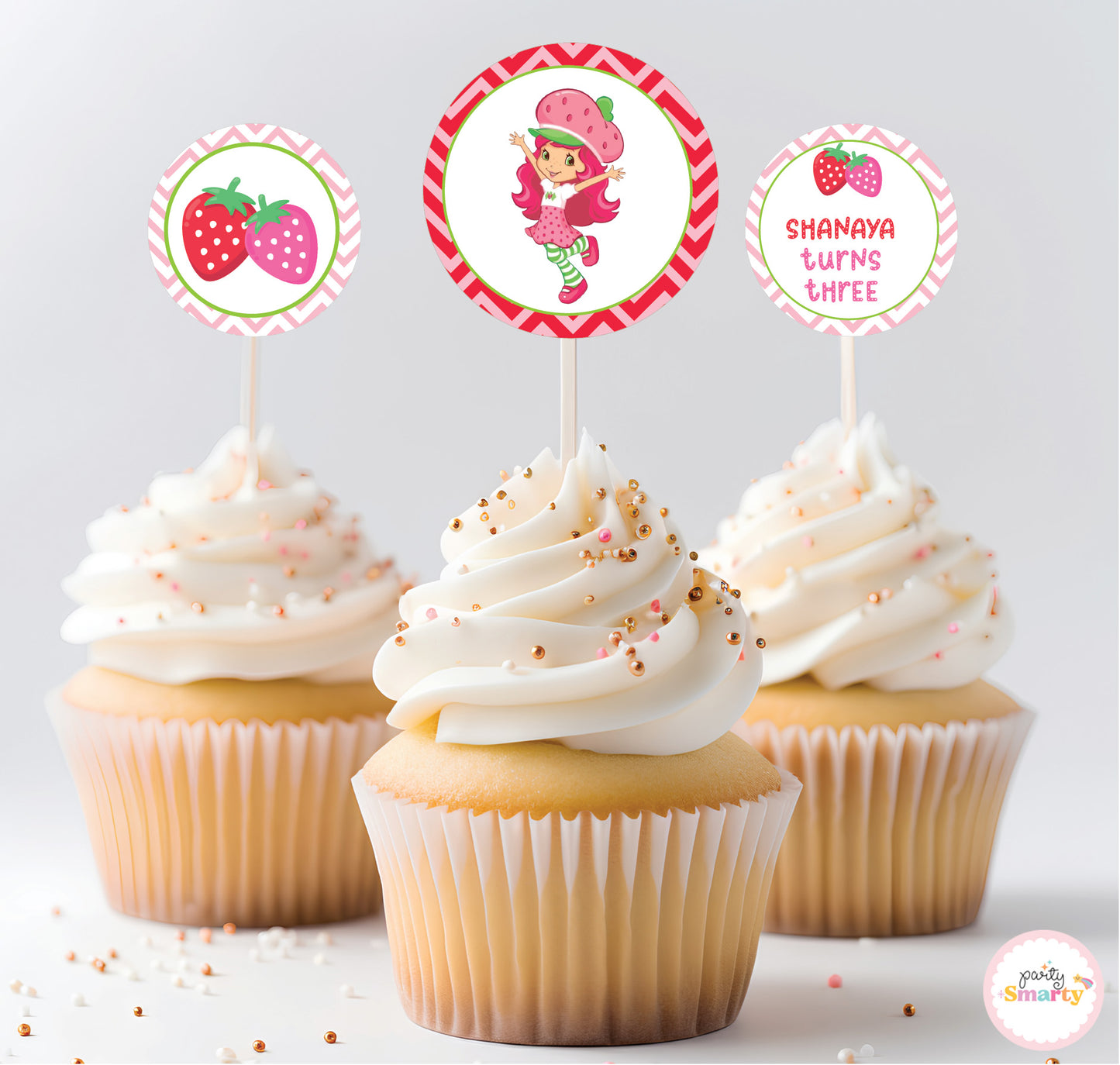 Strawberry Cupcake Toppers (Set Of 12)
