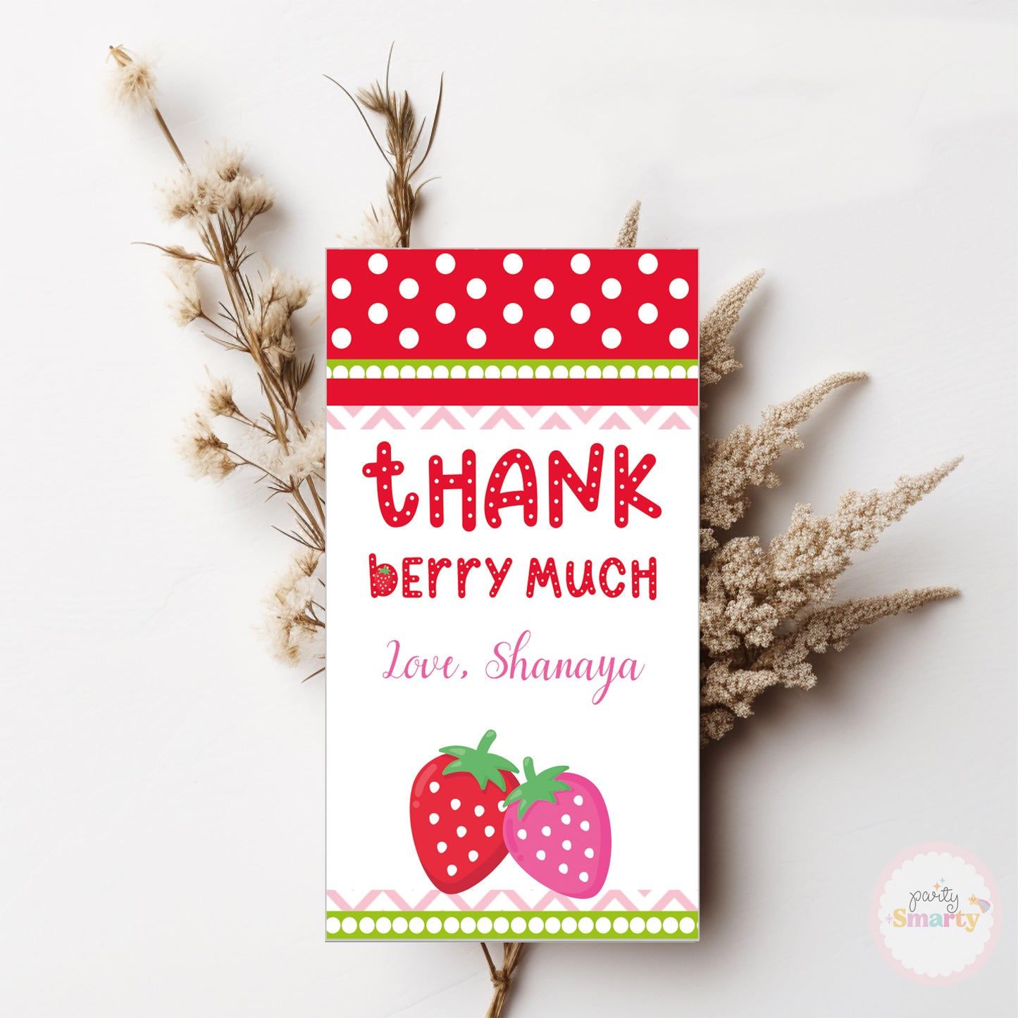 Strawberry Thank You Tags - Set of 22