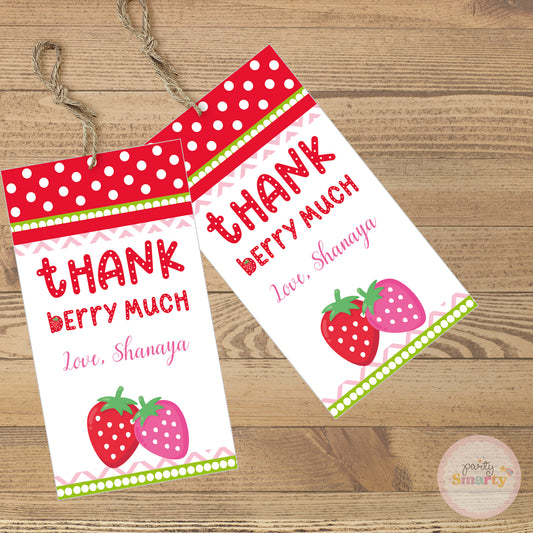 Strawberry Thank You Tags - Set of 22