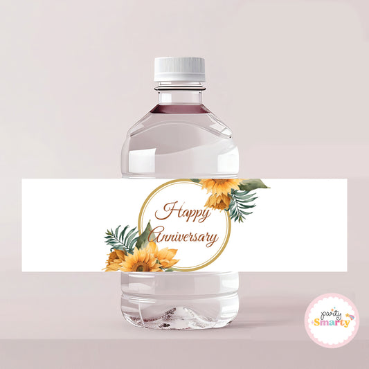 Sunflower Anniversary Bottle Labels - Set of 10