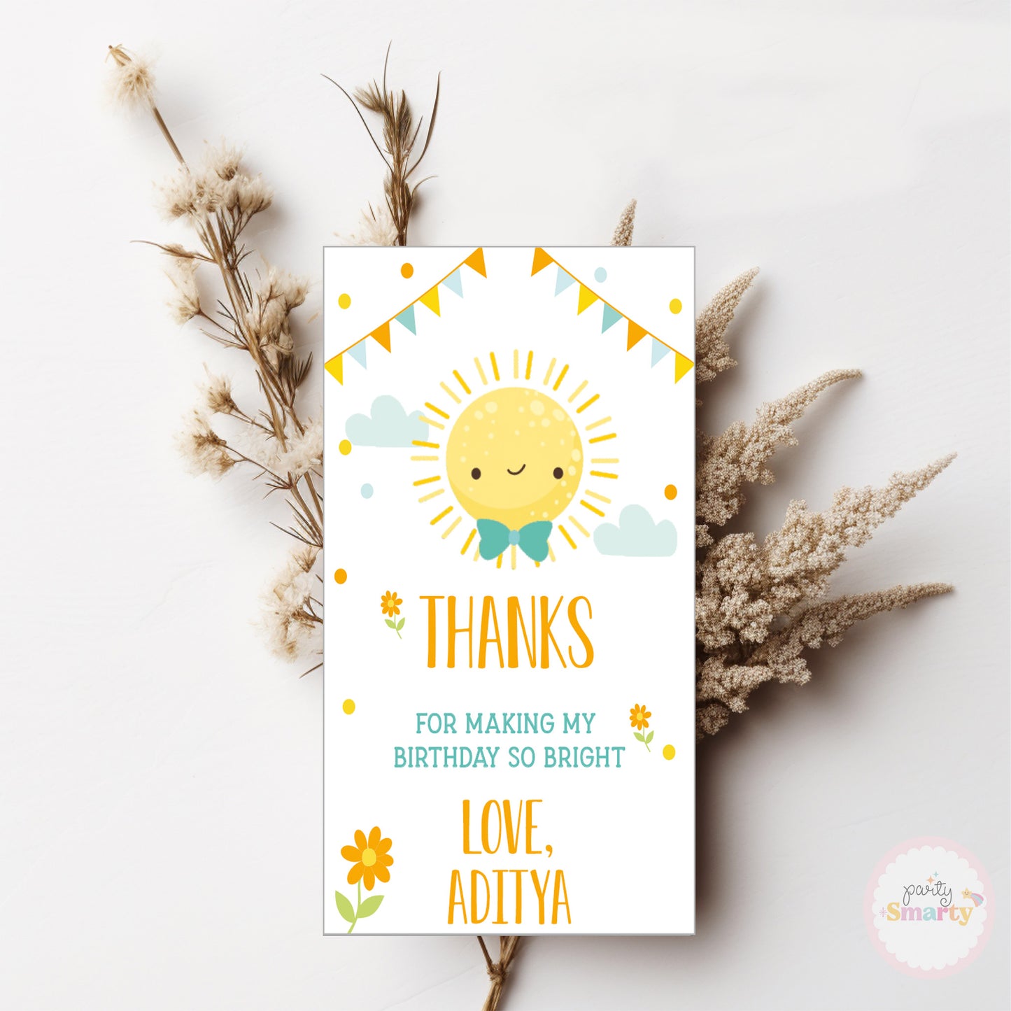 Sunshine Boy Thank You Tags - Set of 22