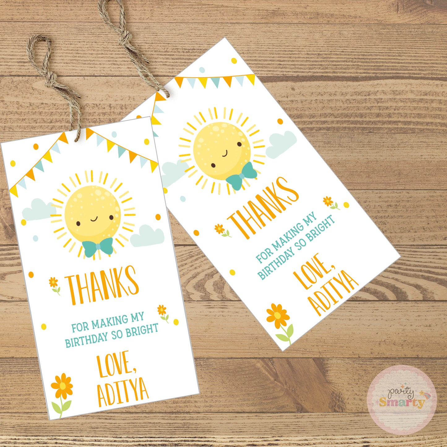 Sunshine Boy Thank You Tags - Set of 22