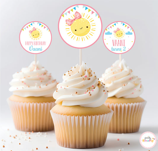 Sunshine Girl Cupcake Toppers (Set Of 12)