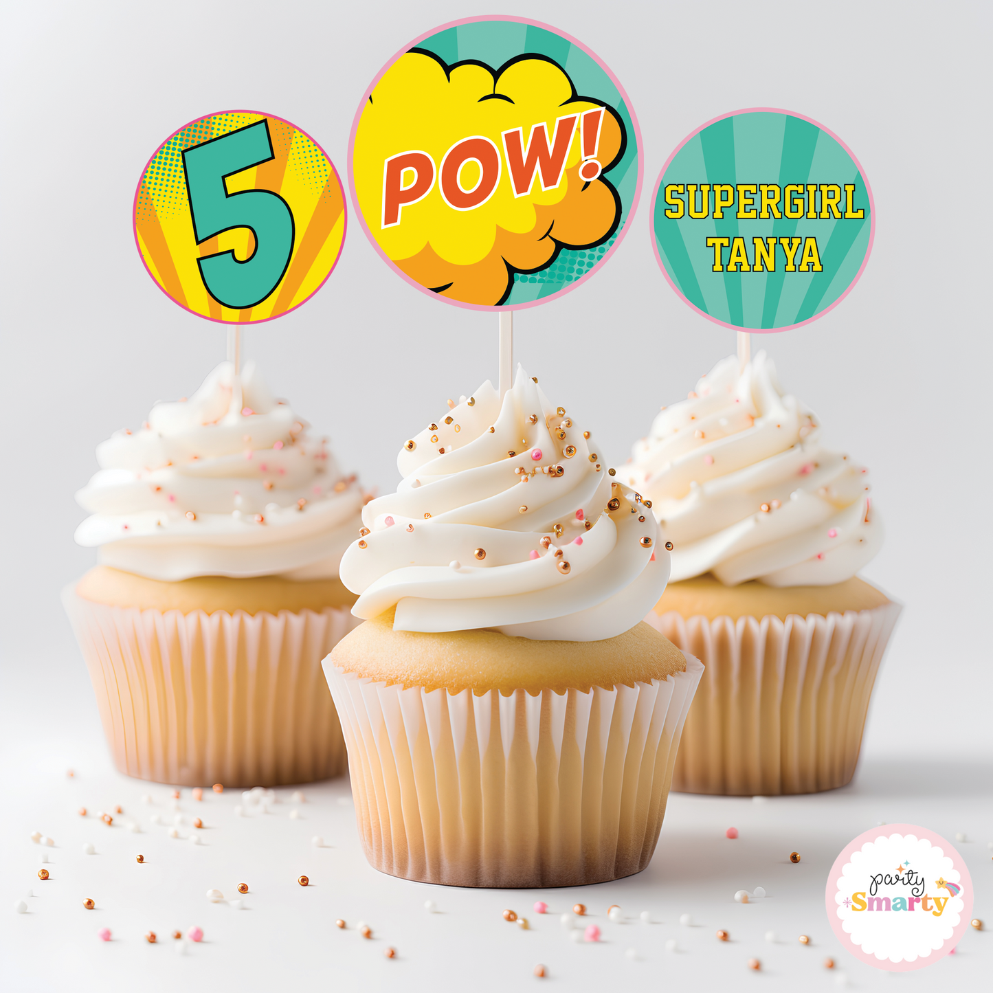 Super Girl Cupcake Toppers (Set Of 12)
